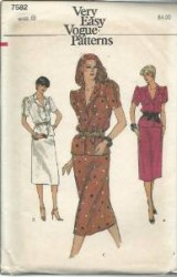 7582 EZ VOGUE  SHORT SLEEVE  BUTTON TOP,  SLIM SKIRT PATTERN 10